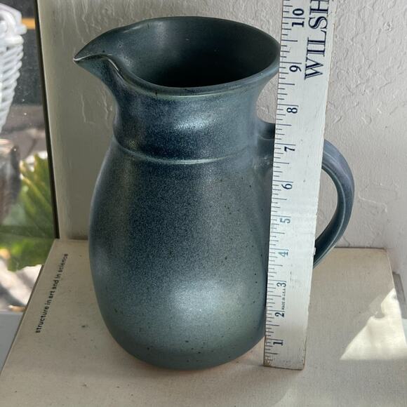 Elk Falls Pottery Blue Studio Art Pitcher Stoneware Glazed Speckled 9" - Picture 11 of 12